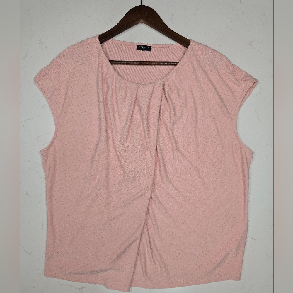 Talbots Women's Pink Twisted Swiss Dots Sleeveless Textured Career‎ Blouse Work